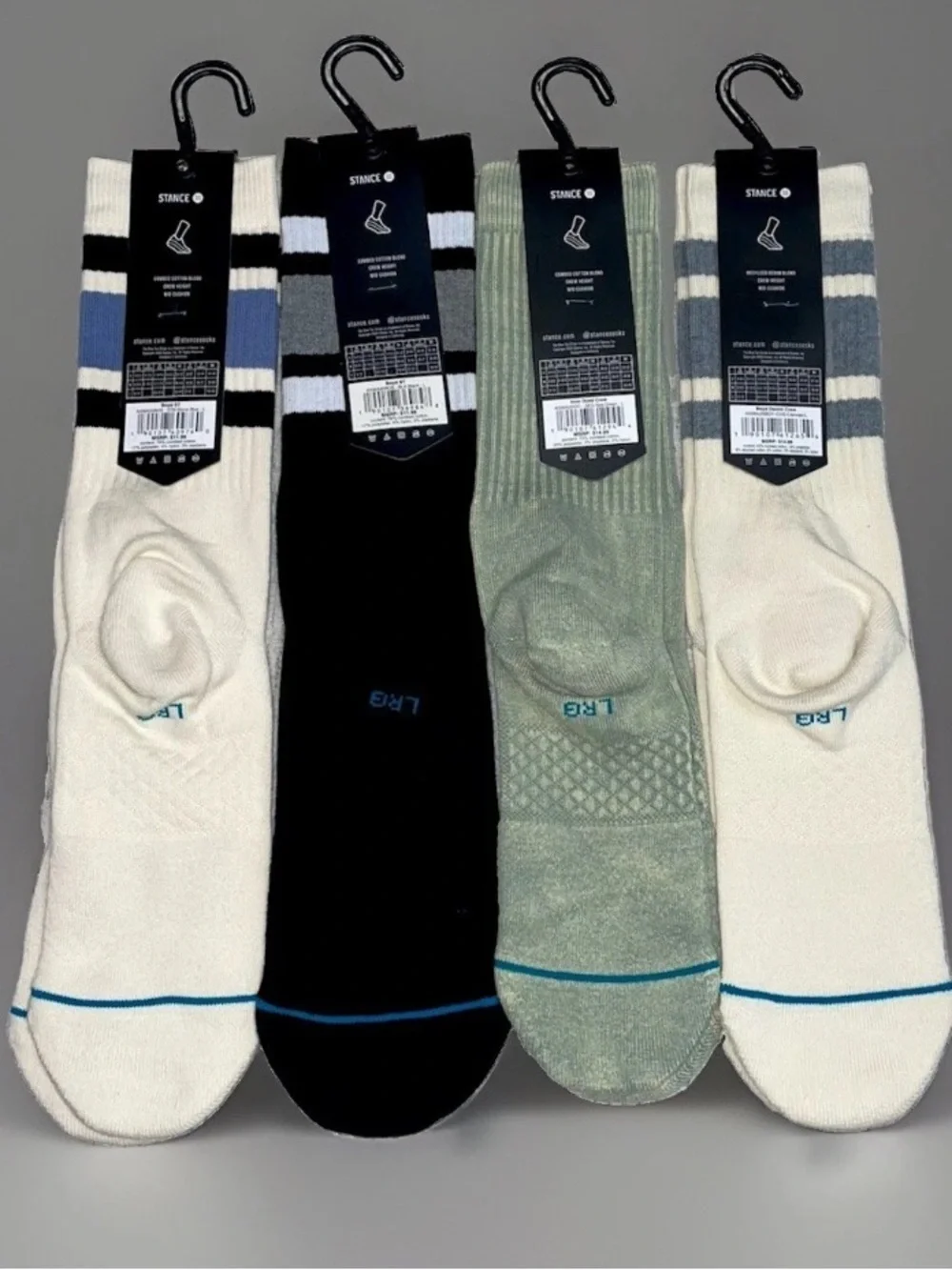 Stance Men's Crew Socks Size Large Stripes / Icon NWT